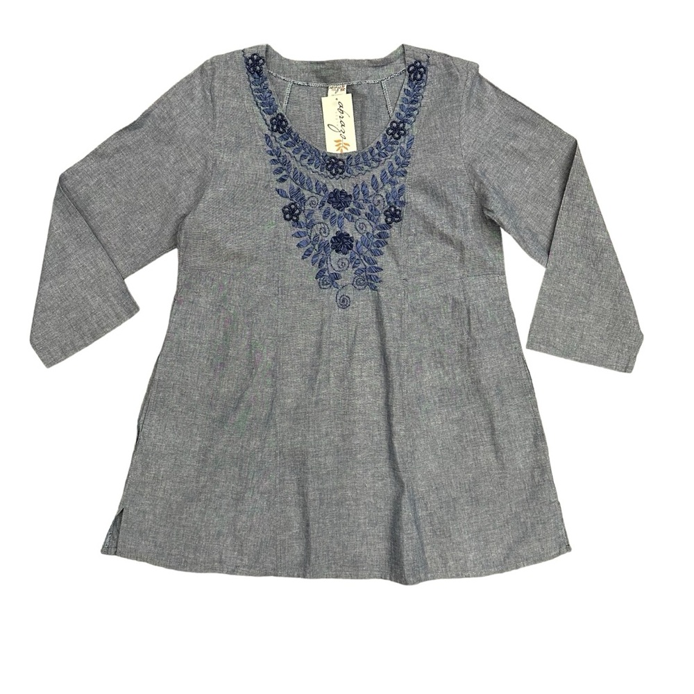 Abrazo Laura Blue Chambray Tunic